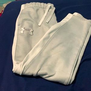 White and grey loose under amour sweatpants